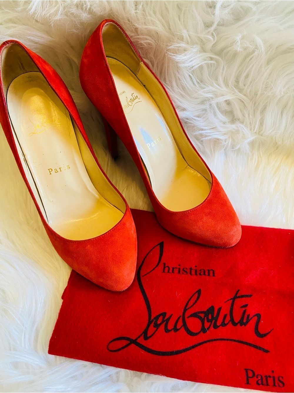 🛍️ Christian Louboutin Authentic Pigalle Follies 100 Veau Heels Red Suede